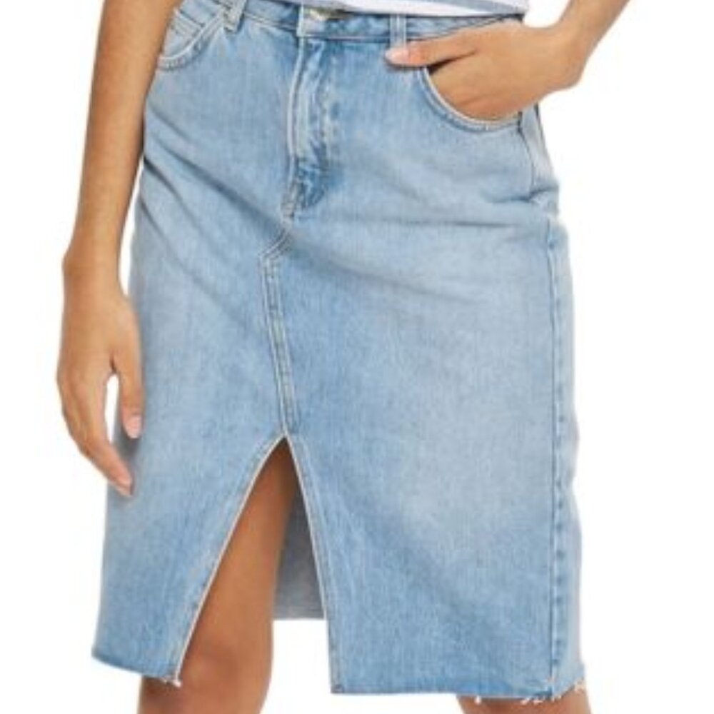 Topshop MOTO Denim Midi Skirt